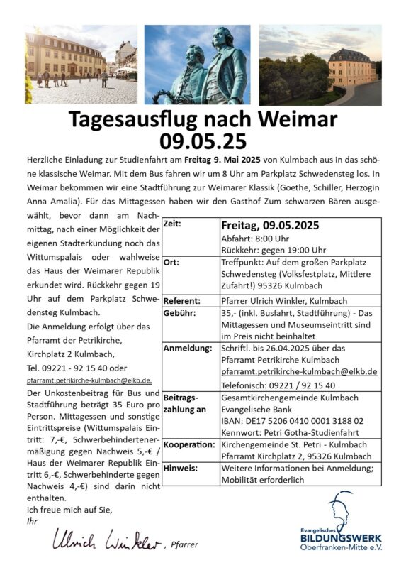 Flyer zur Ausflug nach Weimar